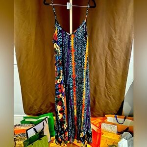 Vacation spaghetti  strap body flattering maxi dress
